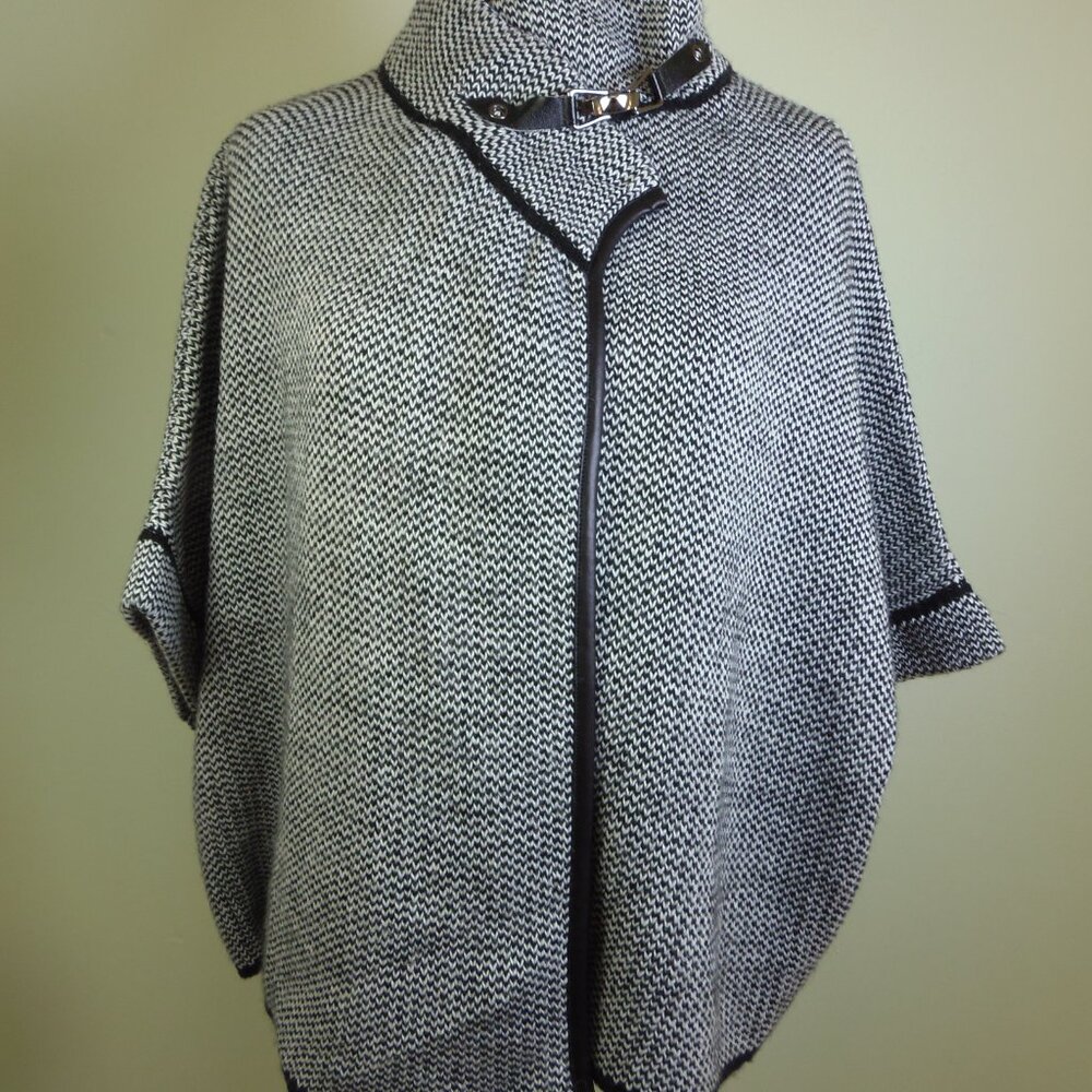 Skovhuus Black and White Micro Houndstooth Cardigan SZ LG Alpaca‎ Blend Lagen